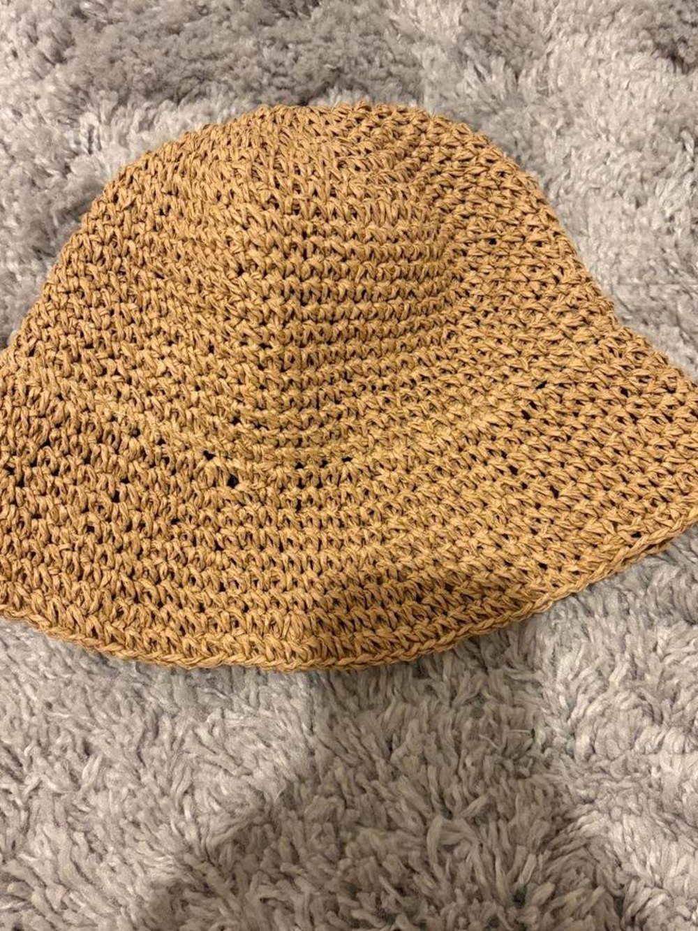 Handwoven Straw Bucket Hat in Warm Tan
